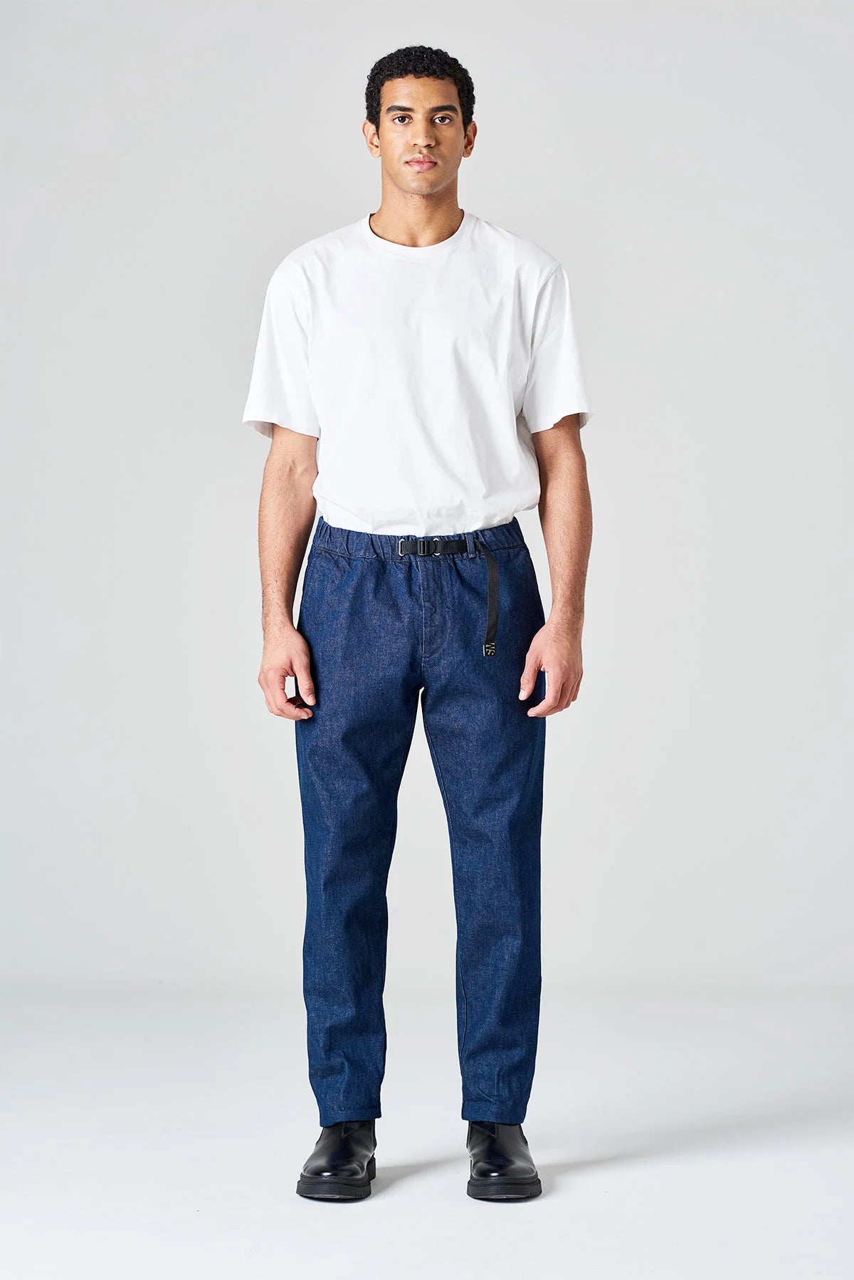 Pantalone denim cimosato white sand