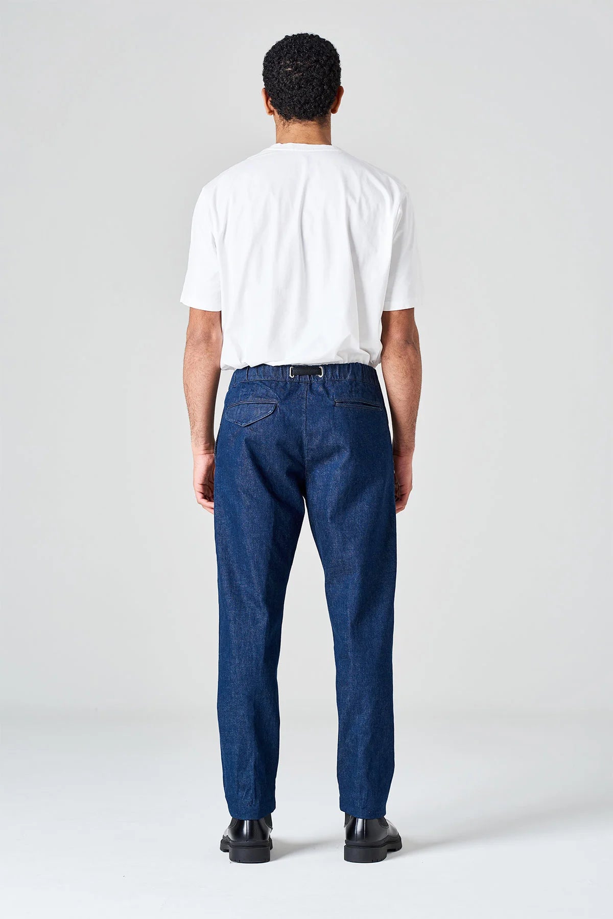 Pantalone denim cimosato white sand