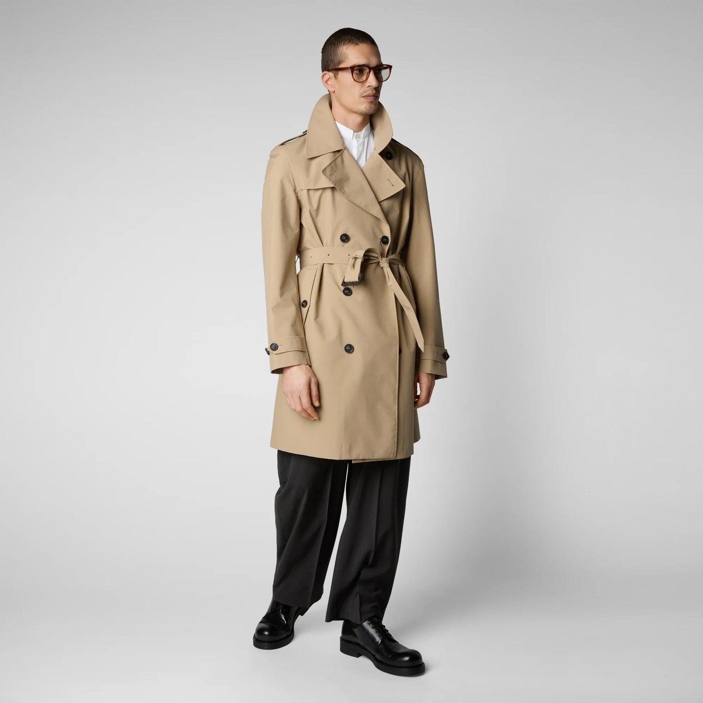 Trench doppio petto beige