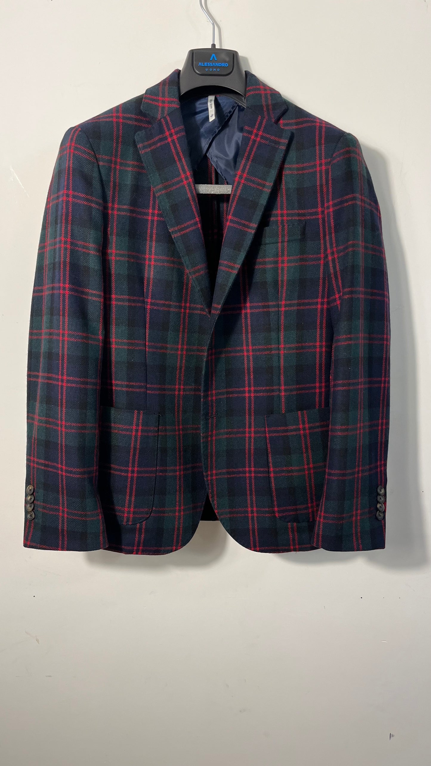 Giacca due bottoni tartan rosso e verde