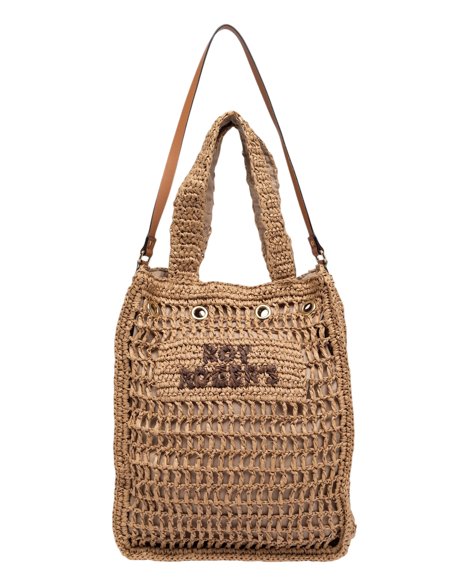 ROY ROGER'S | Borsa Bucket Piatta in Carta Intrecciata