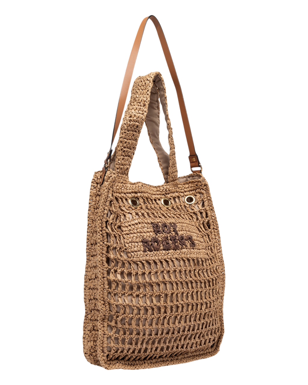 ROY ROGER'S | Borsa Bucket Piatta in Carta Intrecciata