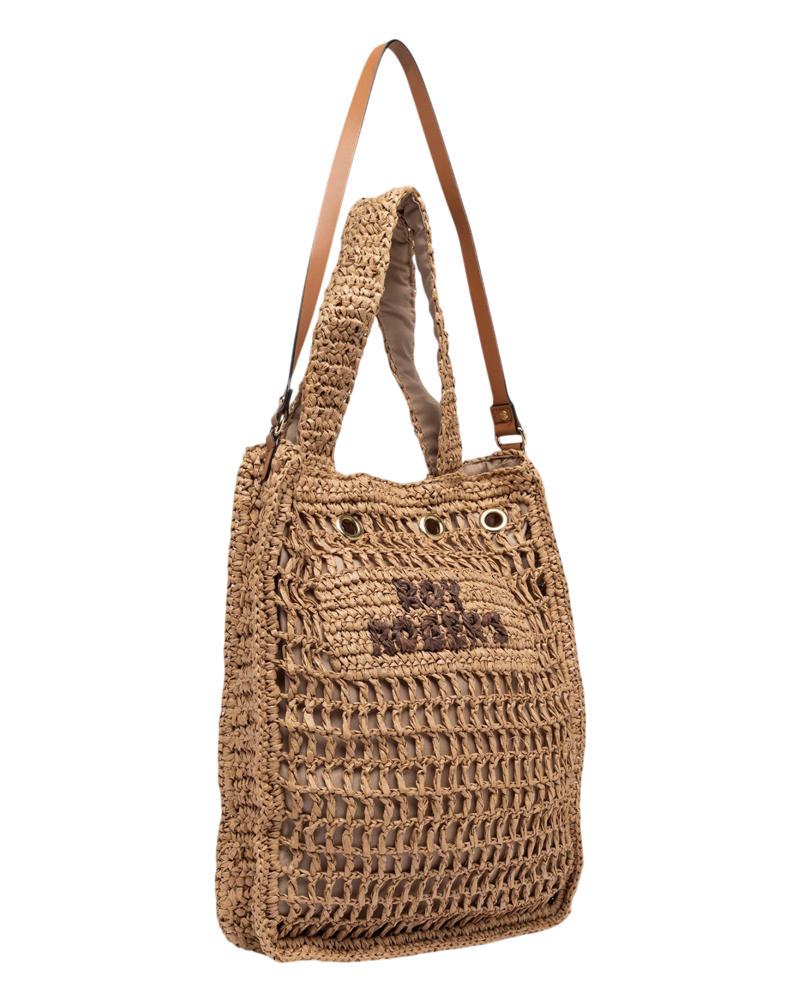 ROY ROGER'S | Borsa Bucket Piatta in Carta Intrecciata